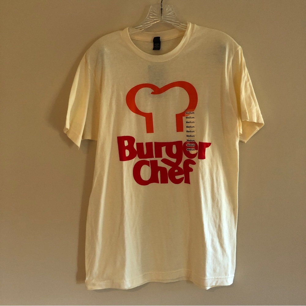 NWT Cincy Shirts Tultex Pale Yellow Unisex Burger Chef Short Sleeve T-Shirt